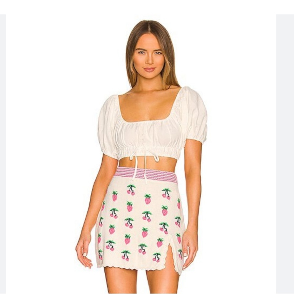 LoveShackFancy Pawley Cherry Knit Skirt